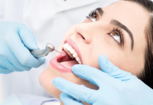 Patient receiving dental treatment